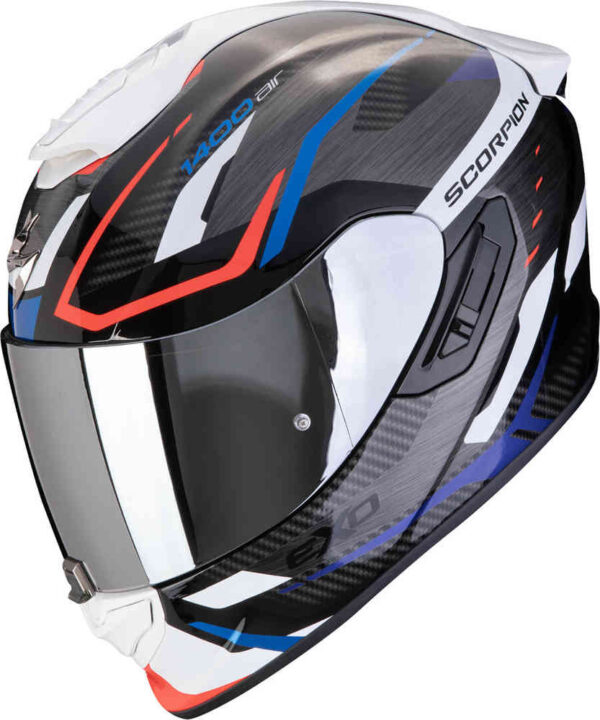 CASCO SCORPION EXO 1400 EVO 2 AIR ACCORD BIANCO ROSSO BLU - immagine 4