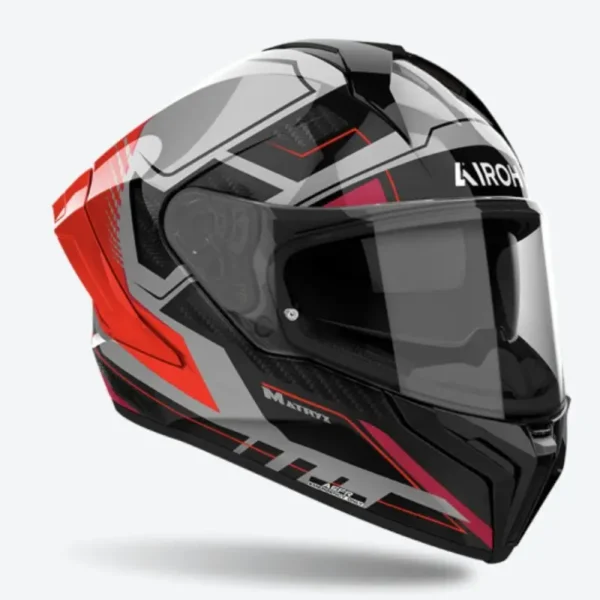 CASCO INTEGRALE IN FIBRA AIROH MATRYX ROCKET ROSSO FLUO LUCIDO - immagine 2