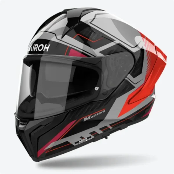 CASCO INTEGRALE IN FIBRA AIROH MATRYX ROCKET ROSSO FLUO LUCIDO