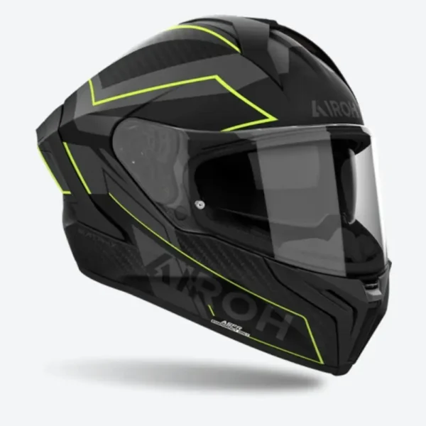 CASCO INTEGRALE IN FIBRA AIROH MATRYX SENTINEL NERO GRIGIO GIALLO opaco - immagine 4