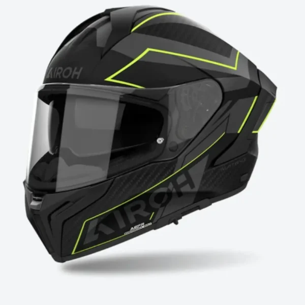 CASCO INTEGRALE IN FIBRA AIROH MATRYX SENTINEL NERO GRIGIO GIALLO opaco